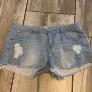 Light wash denim shorts